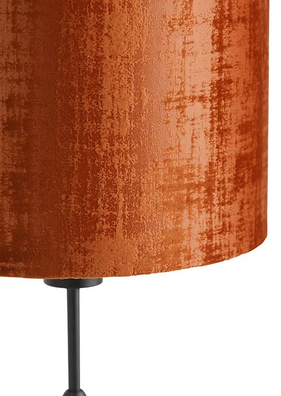 Stoffen Tafellamp zwart velours kap rood 25 cm verstelbaar - Parte Modern E27 cilinder / rond Binnenverlichting Lamp