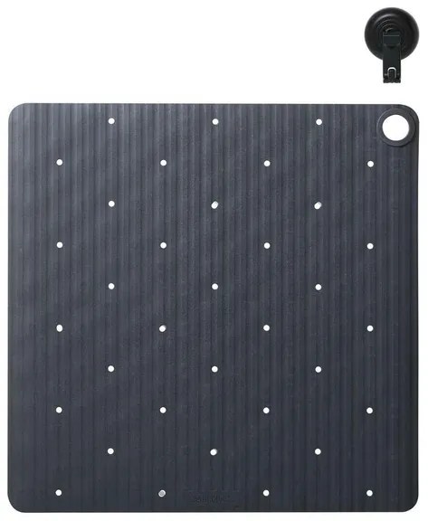 Sealskin Ribb Douchemat - 55x55cm - Antislip - inclusief - zwarte haak - Antraciet 800621