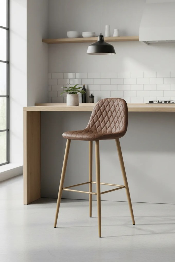 Zwarte Teok Kruk Diamant Kunstleer