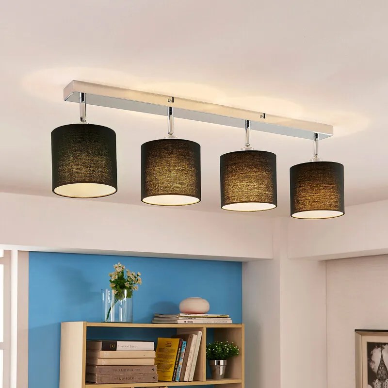 Plafondlamp Mairi met zwarte kappen en leds - lampen-24