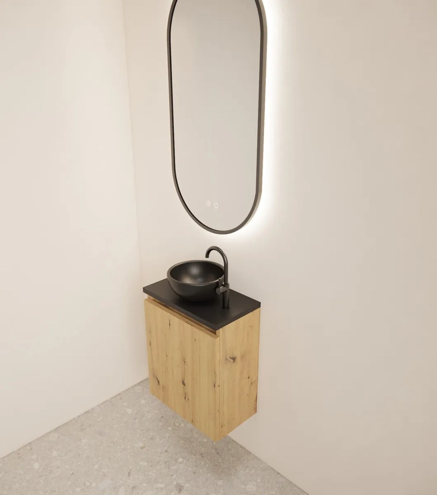 Gliss Design Echo toiletmeubel 40cm evoke eiken met toppaneel zwart mat