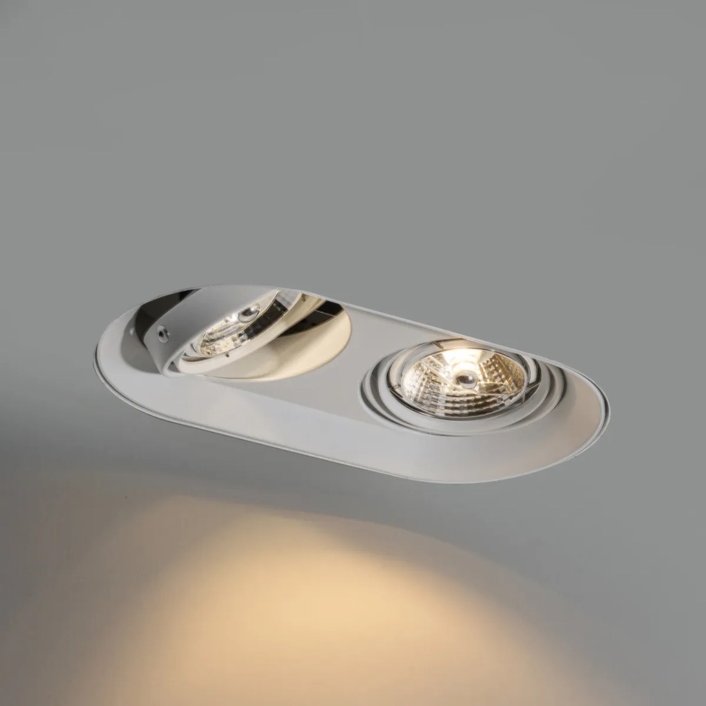 Set van 6 Afgeronde inbouwspot wit GU10 70mm 2-lichts - Hubs