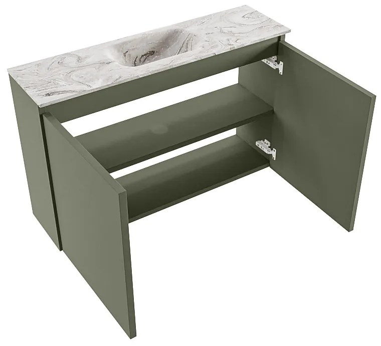 Mondiaz Ture DLux toiletmeubel 80cm army met wastafel glace midden met kraangat