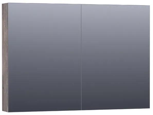 BRAUER Plain Spiegelkast - 100x70x15cm - 2 links/rechtsdraaiende spiegeldeuren - MFC - grey Canyon SK-PL100GC