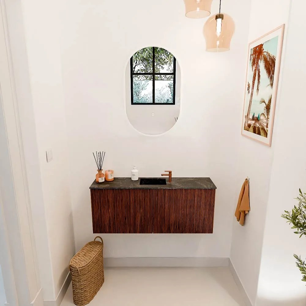 Mondiaz Joya DLux 100cm toiletmeubel ruby met wastafel faye midden 1 kraangat lava