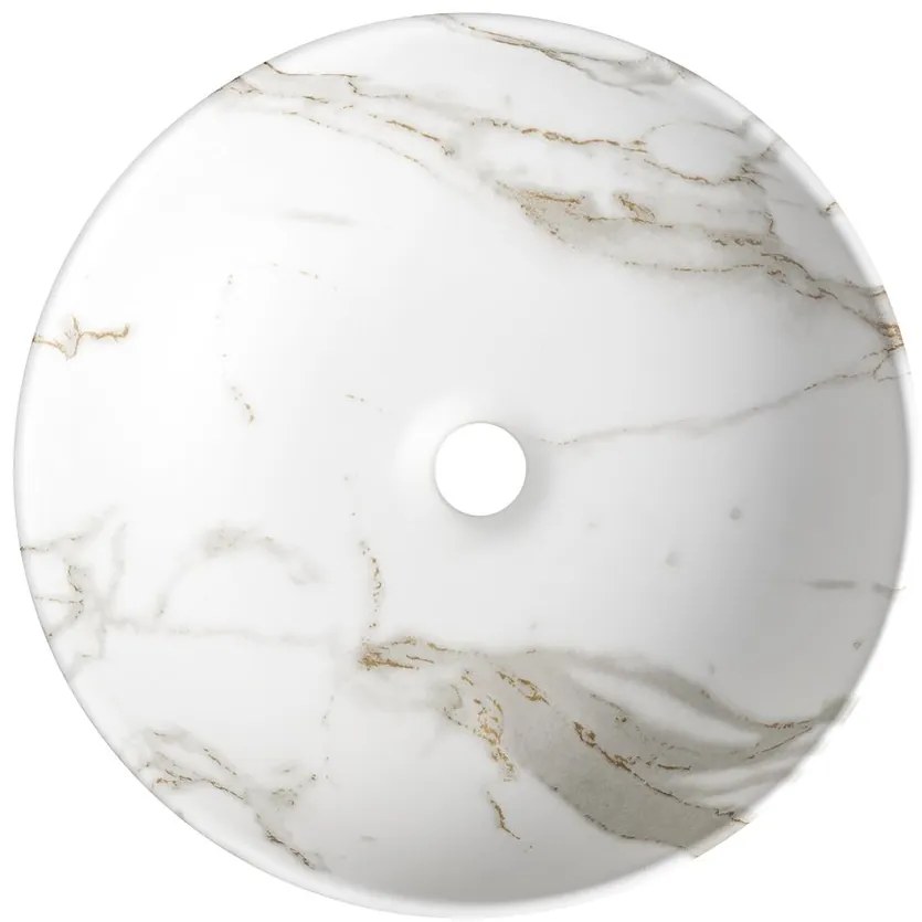 Sapho Rondane keramische waskom 41x41cm wit marmer