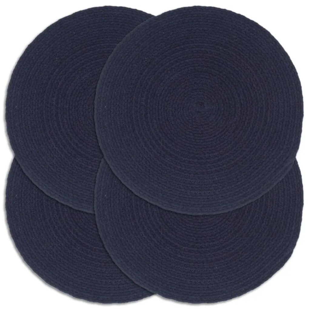 vidaXL Placemats 4 st rond 38 cm katoen effen marineblauw