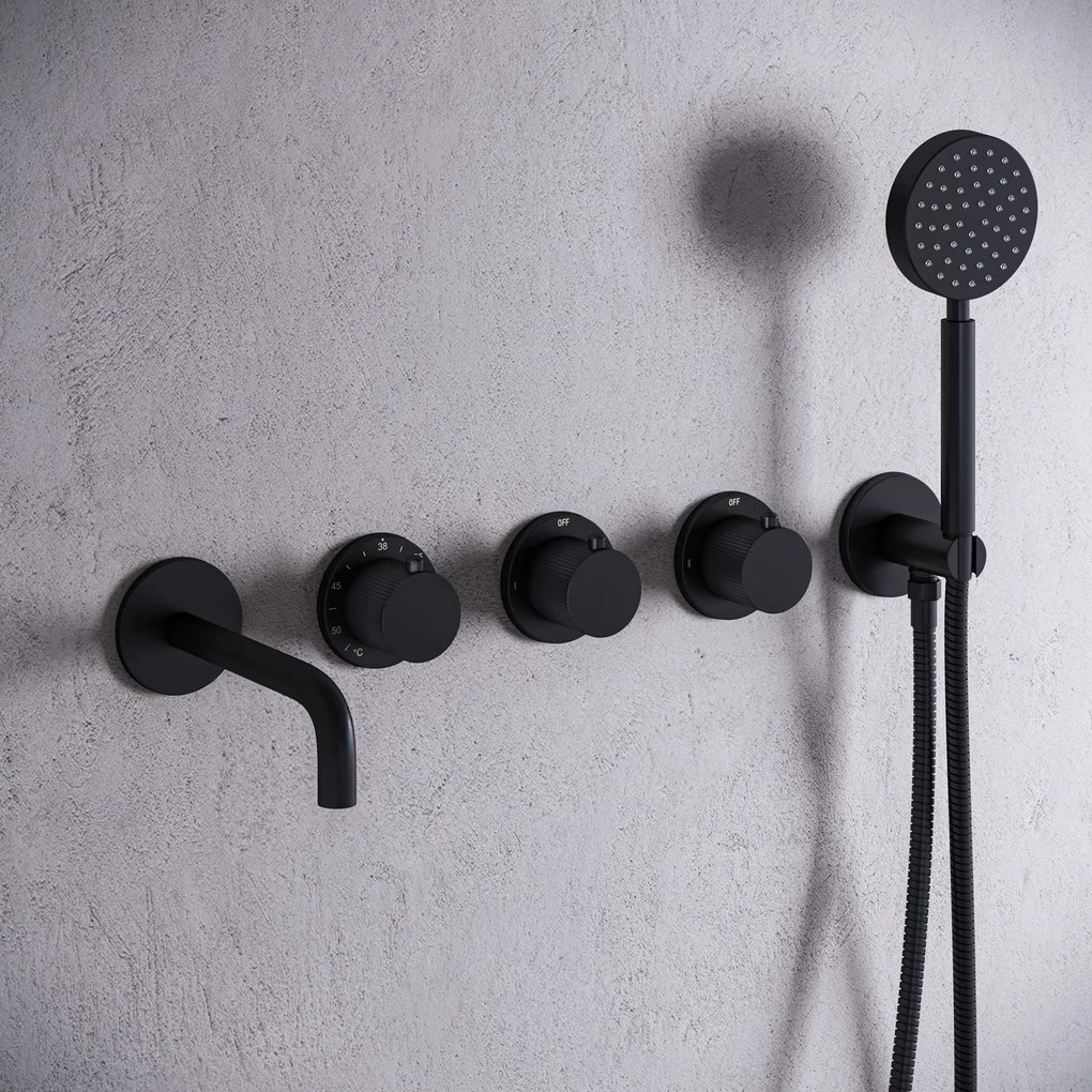 Saniclear Plus Stripes thermostaatkraan afbouwdeel zwart mat