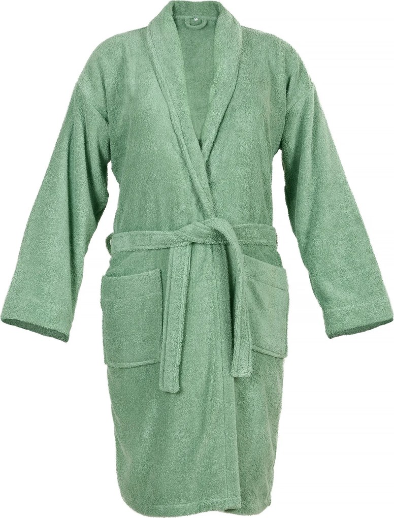 Badjas - 100% Katoen, waarvan 50% Gerecyclede Katoen - GRS Gecertificeerd - Maat XL - Stone Green