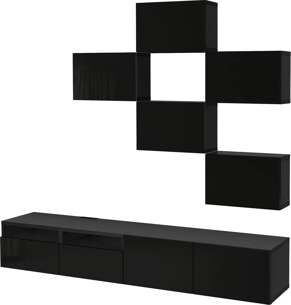 IKEA BESTÅ Tv-meubel, combi zwartbruin, hoogglans/zwart - lKEA
