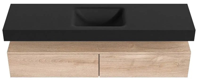 Zaro Alan badmeubel 170cm washed oak 2 lades met vrijhangende wastafel cloud midden 1 kraangat urban