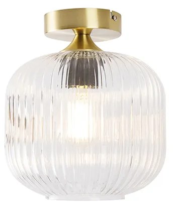 Art Deco plafondlamp messing met helder glas - Karel