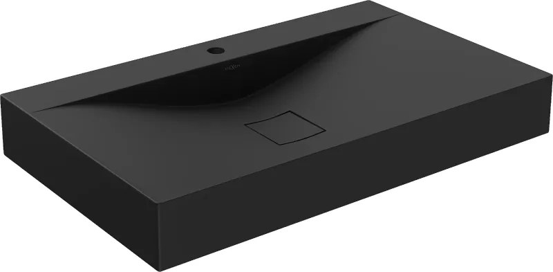 Mexen Poli opbouw wastafel van gegoten marmer 1/O 80 x 48 cm, zwart - 23028071