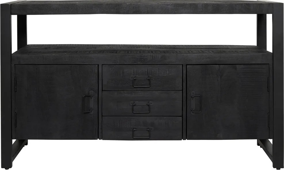 Starfurn Boaz Black Dressoir Mangohout Zwart 135 Cm - 135x54x80cm.