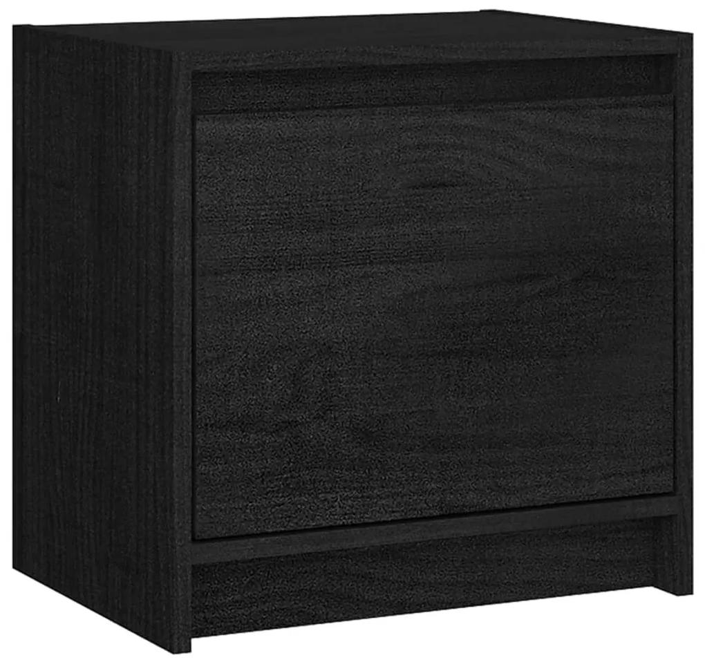 vidaXL Nachtkastje 40x30,5x40 cm massief grenenhout zwart