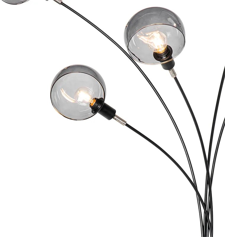 Design vloerlamp zwart met smoke glas 5-lichts - Sixties Marmo