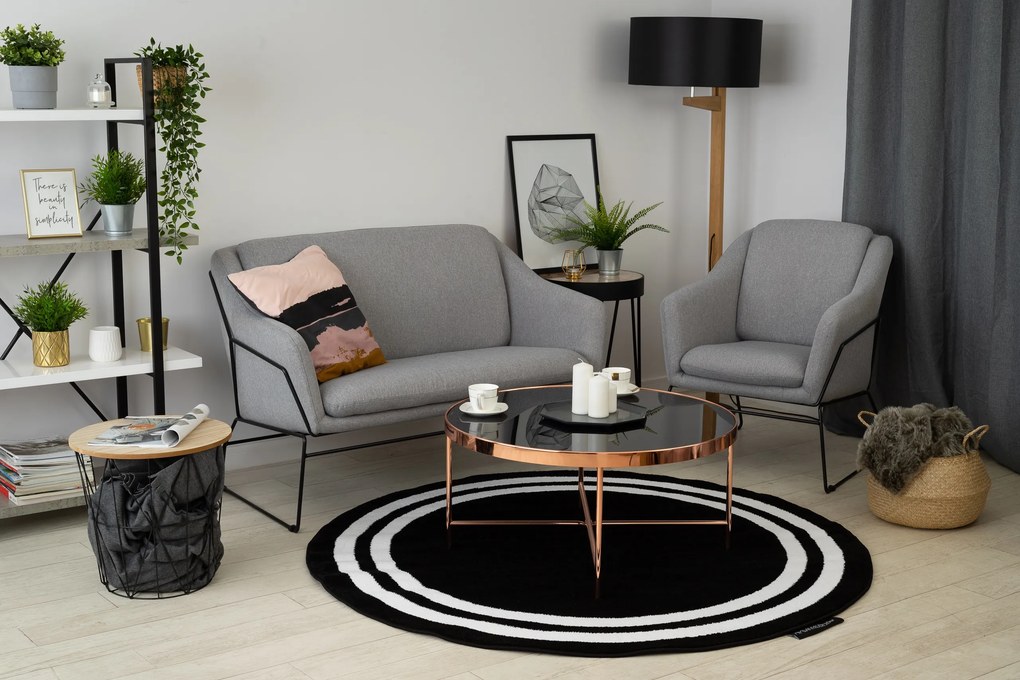 Tapijt HAMPTON Kader ROND zwart