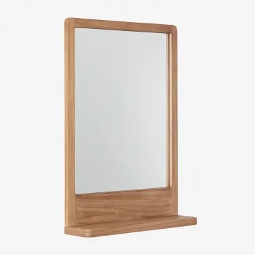 Rechthoekige Wandspiegel 50x70 Cm Met Plank Van Teakhout Mazure Teakhout - Sklum