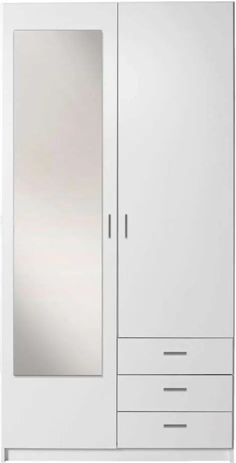 Kledingkast Sprint 2-deurs inclusief spiegel - wit - 200x100x51 cm - Leen Bakker