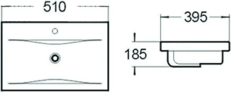 Mexen Emma opbouw wastafel 51 x 39 cm, wit - 25055100