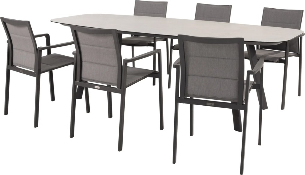Manolo Cortina dining tuinset 240x103xH75 cm 7 delig keramiek antraciet Taste 4SO