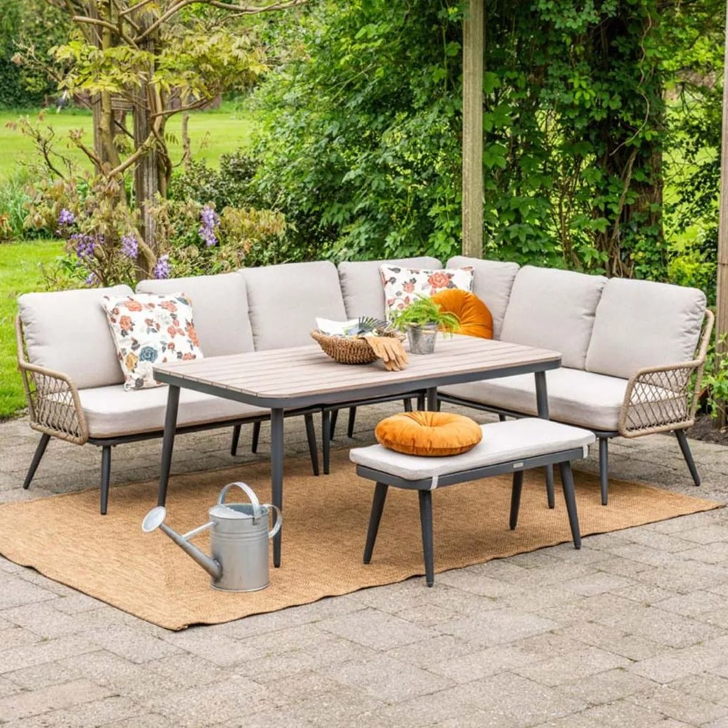 Garden Impressions Kalibo hoek lounge dining set R 4-delig - donker grijs