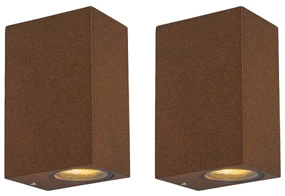 Set van 2 industriële wandlampen roestbruin 2-lichts IP44 - Baleno