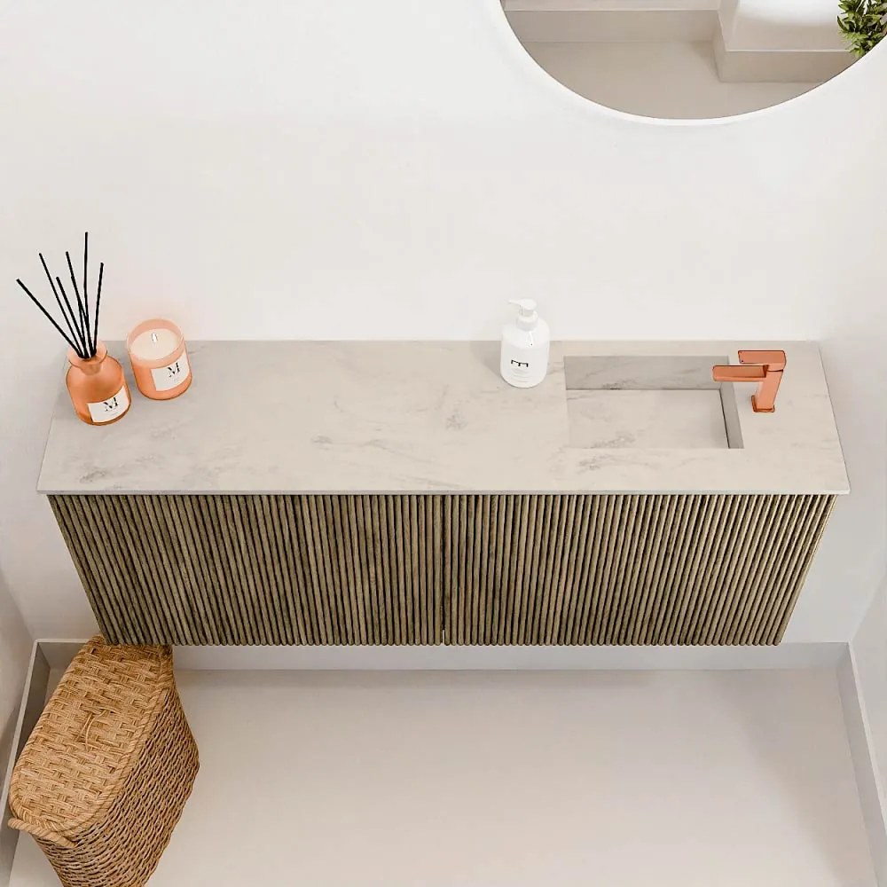 Mondiaz Joya DLux 100cm toiletmeubel dusk met wastafel faye rechts 1 kraangat opalo