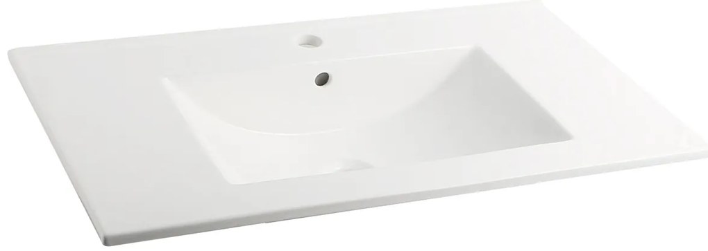 Muebles Raya badmeubel ribbelfront 100cm macchiato met witte wastafel met kraangat