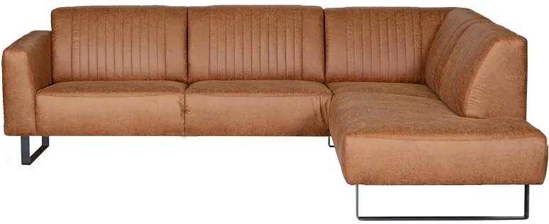 Loungebank Vargo chaise longue rechts | lederlook Missouri cognac 03 | 2,70 x 2,10 mtr breed