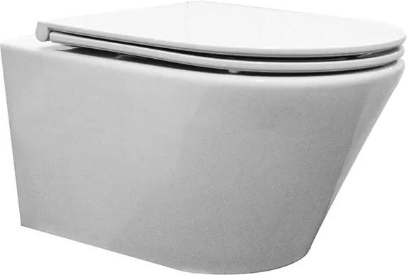 Toiletpot Hangend Vesta 52x36x35cm Wandcloset Keramiek Diepspoel Glans Wit met Softclose Flatline 2.0 Toiletbril