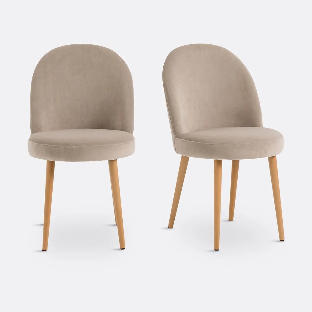 Set van 2 fluwelen stoelen, Inès