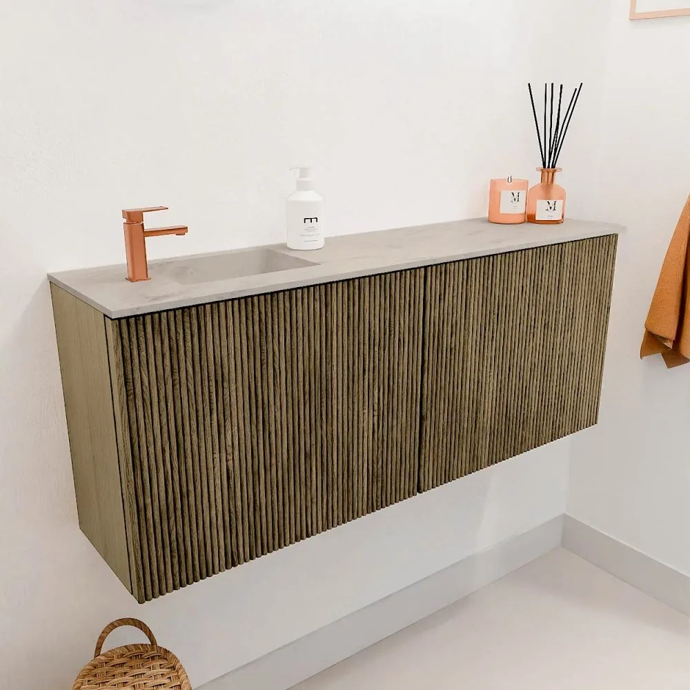 Mondiaz Joya DLux 100cm toiletmeubel dusk met wastafel faye links 1 kraangat opalo