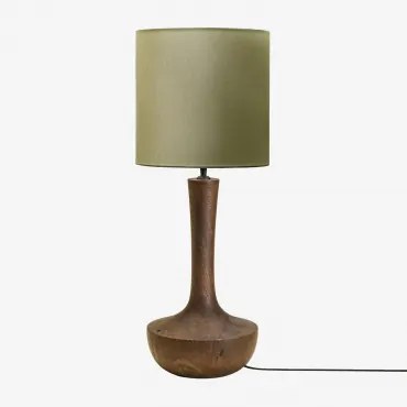 Tafellamp In Sintra Mangohout Donker Handvat Hout & Saliegroen Ø30 Cm - ↑30 Cm Arlina - Sklum