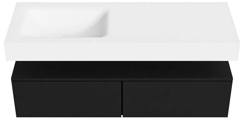 Zaro Alan badmeubel 130cm urban 2 lades met vrijhangende wastafel cloud links 1 kraangat talc