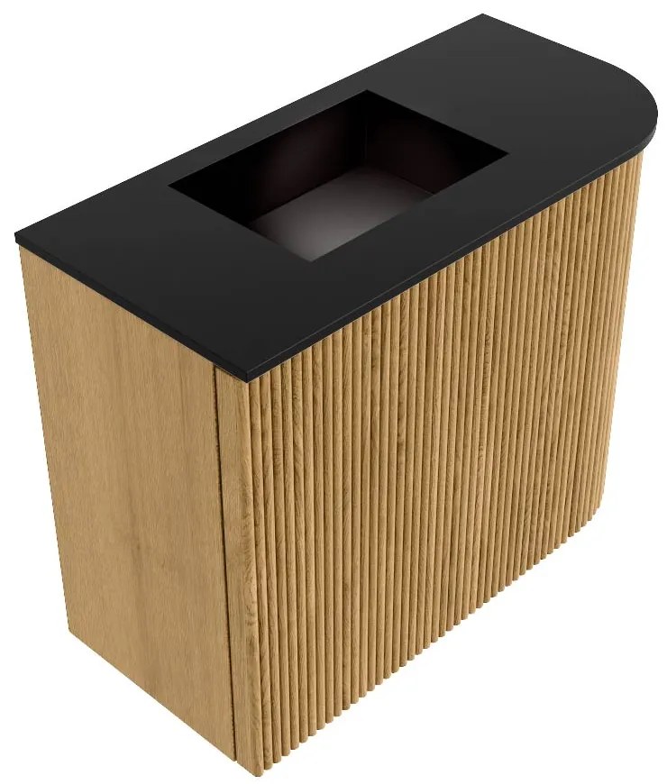 Mondiaz Joya 50cm toiletmeubel ronding rechts oak met wastafel faye links zonder kraangat urban