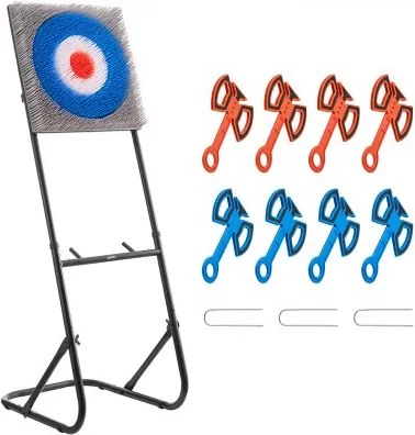 VEVOR Bijlwerpspelset, kunststof borsteldoel met 8 werpbijlen en opvouwbaar stalen frame, gemakkelijk op te bergen, spel voor buiten/binnen in de achtertuin en kermisspellen 48 x 140 x 69 cm