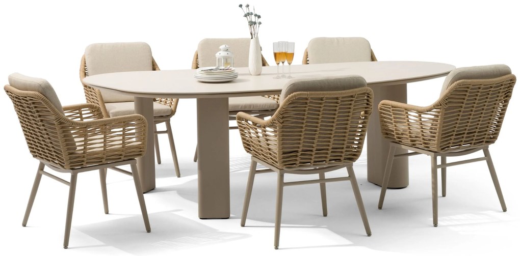 Tuinset 6 personen 240 cm Aluminium/rope Taupe Coco Antoni/Weave