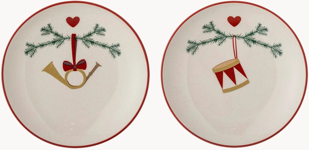 Handbeschilderde dessertborden Yule, 2-delig
