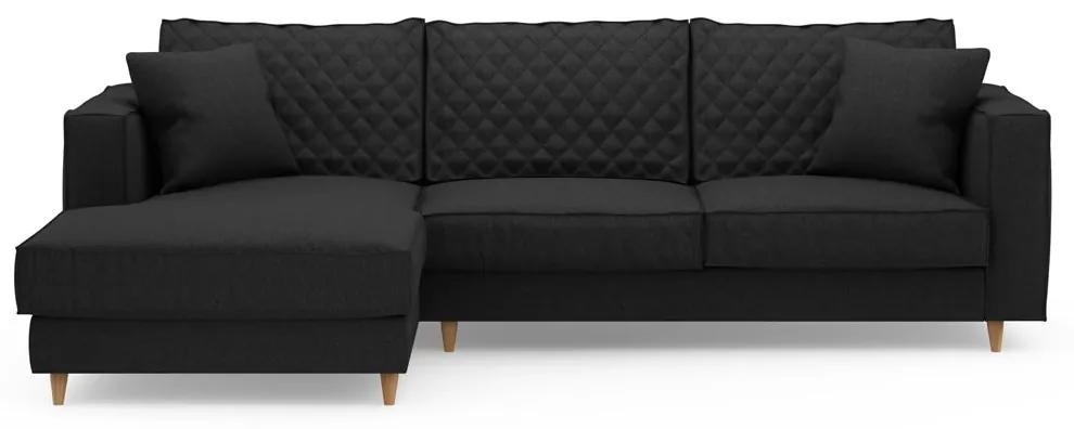 Rivièra Maison - Kendall Sofa With Chaise Longue Left, oxford weave, basic black - Kleur: zwart