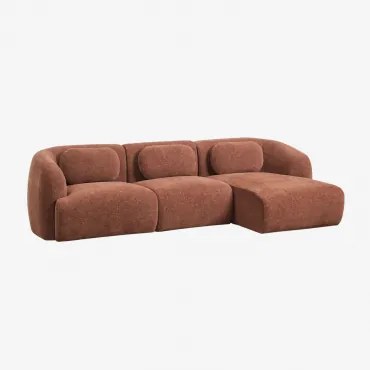3-delige Modulaire Rechter Chaise Longue Bank In Chenille Coquette Chenille Roestbruin - Sklum