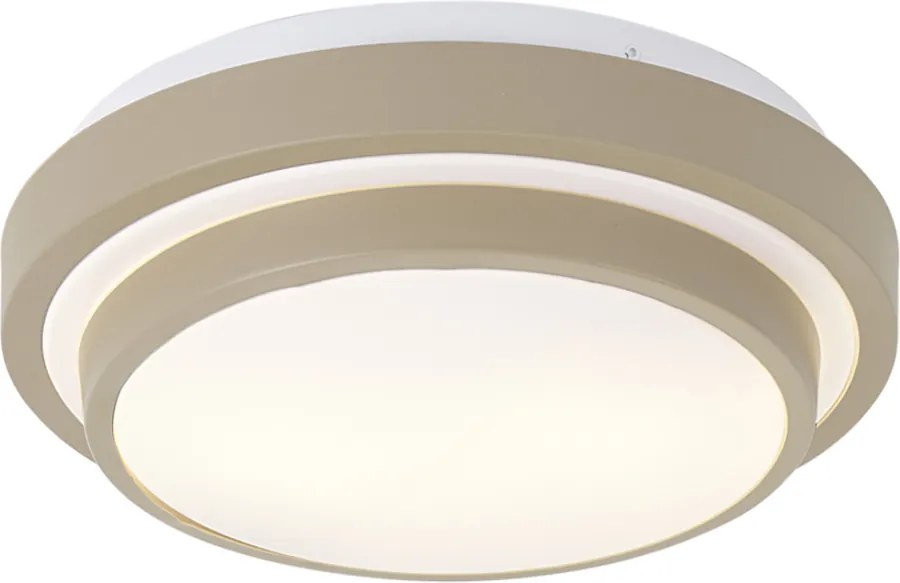 Moderne plafondlamp taupe met wit 34cm 2-lichts IP44 - Walden