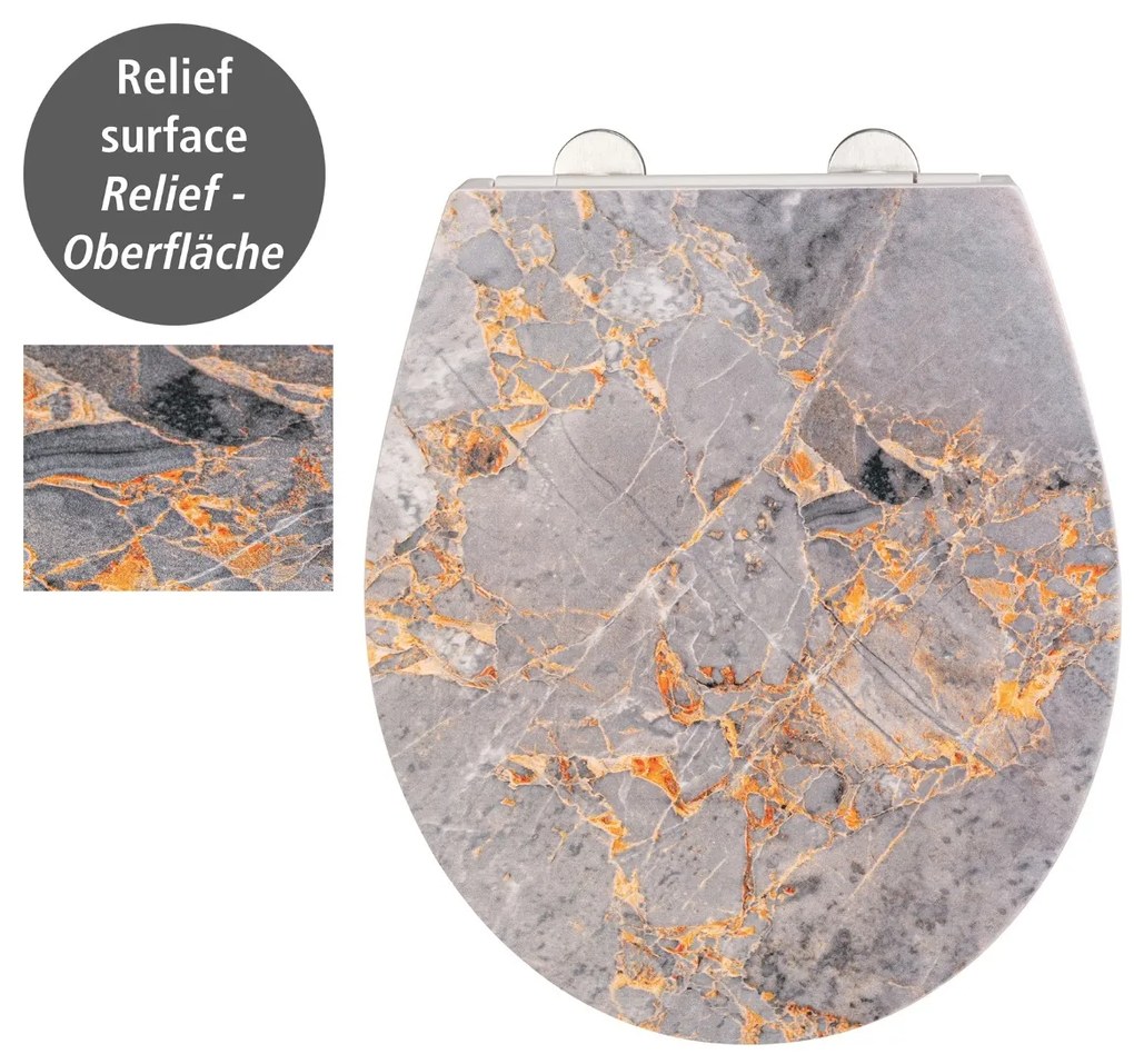 Wenko Embossed softclose toiletzitting Grey Marble