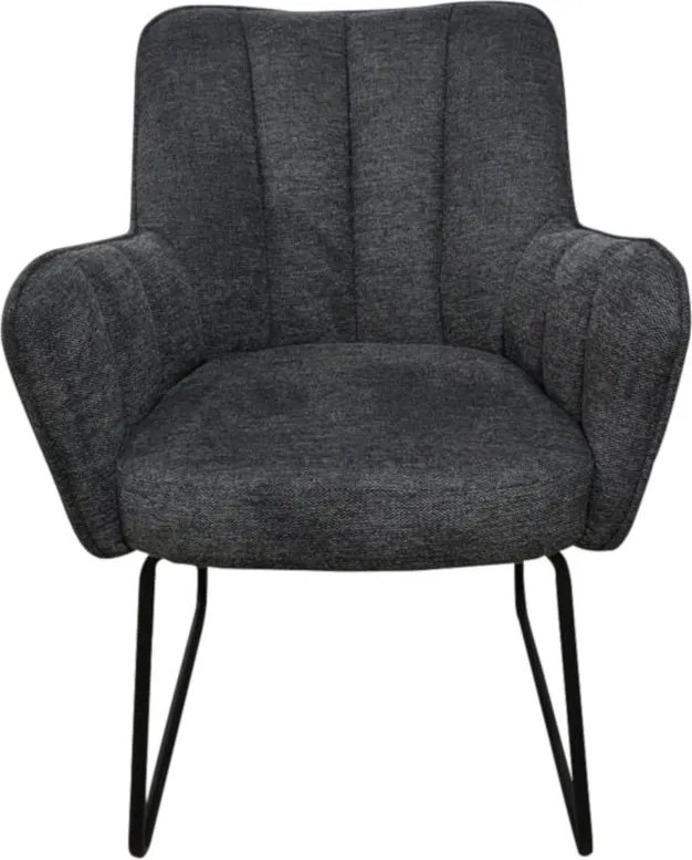 Eetkamerstoel - Kevin - stof Bjorn grof geweven donker grijs