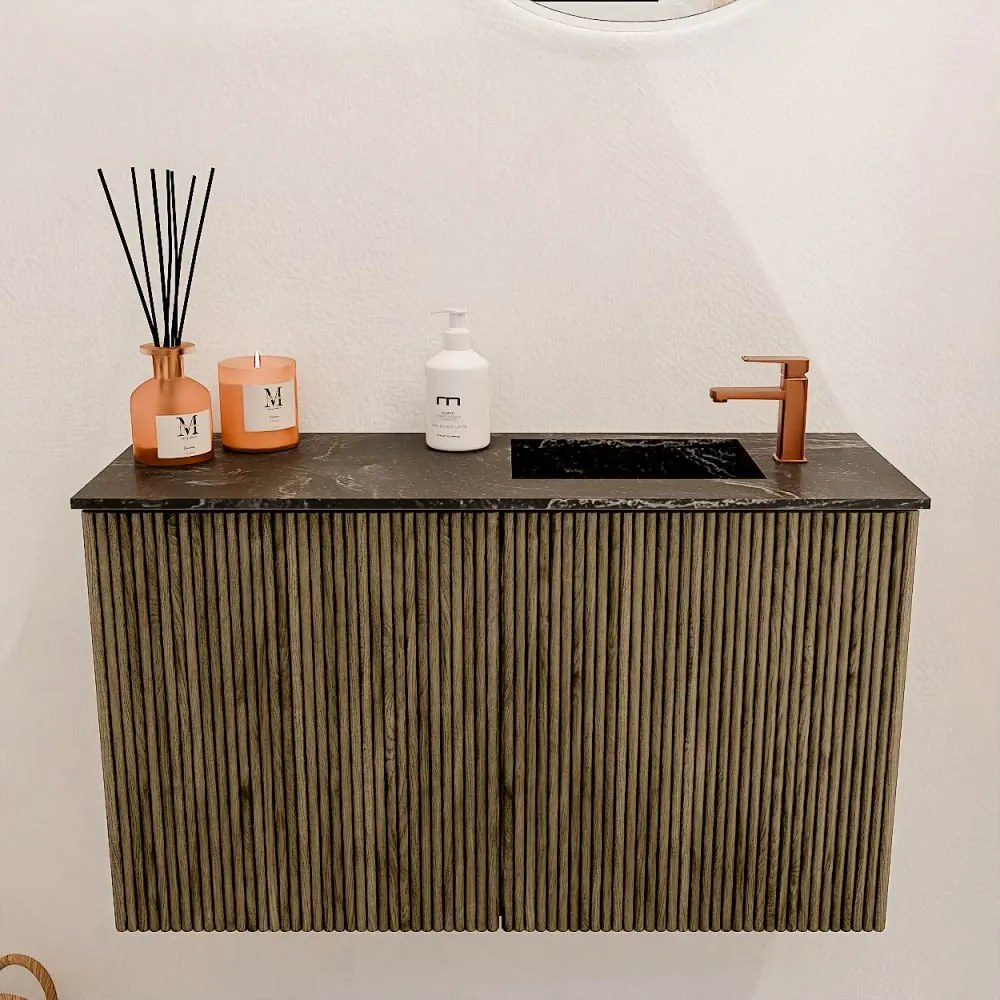 Mondiaz Joya DLux 70cm toiletmeubel dusk met wastafel faye rechts 1 kraangat lava