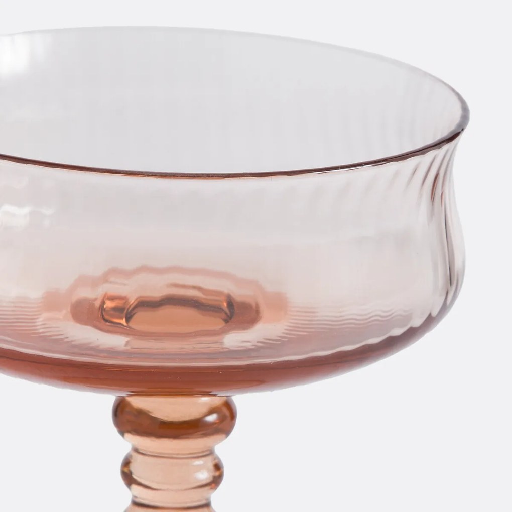 Set van 2 champagneglazen met geribbeld glas, Brissa