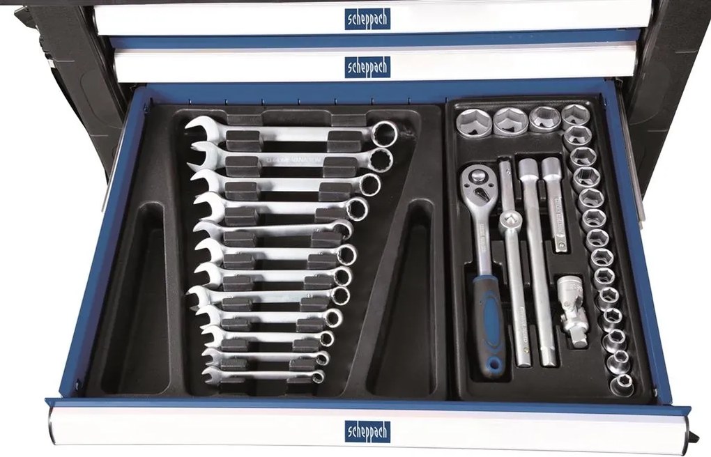 Scheppach TW1000 Gereedschapswagen gevuld 263 delig