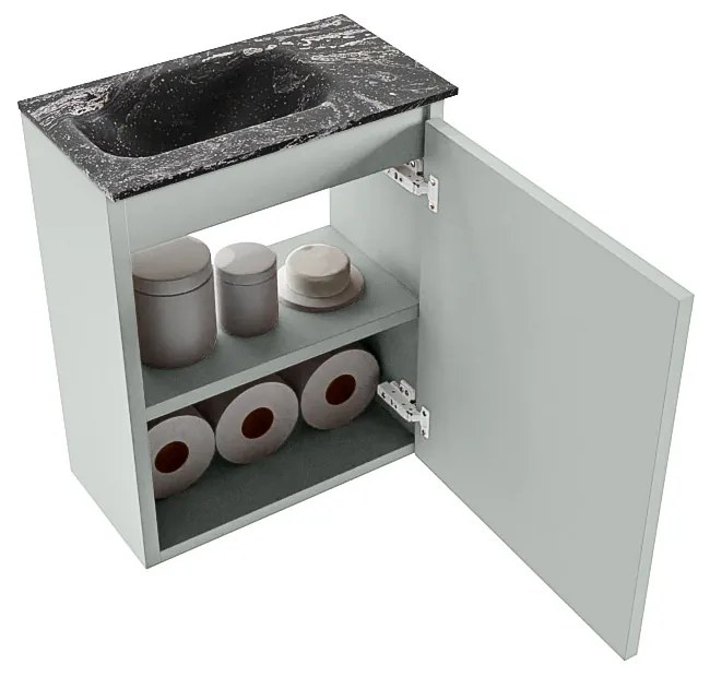 Mondiaz Ture DLux toiletmeubel 40cm greey met wastafel lava links met kraangat