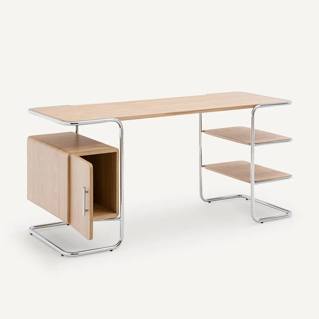 Buisvormig bureau in eikenfineer, lengte 155 cm, Emlyn