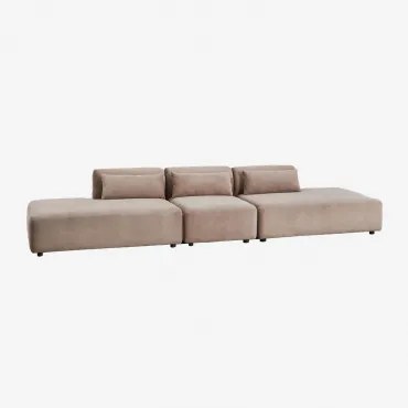 3-delige Modulaire Bank Met Dubbele Chaise Longue Fogler Corduroy Kameelbruin - Sklum